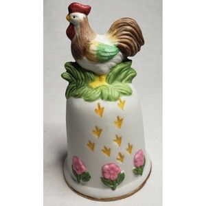 Vintage Chicken Rooster Bell Bisque Robel Ball Gift Retro Farm Barn Gran…